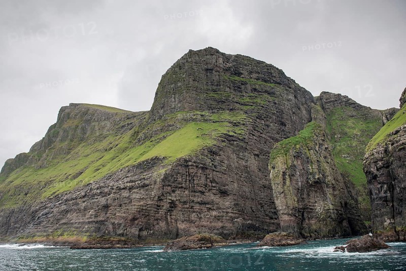 Landscape on the Faroe Islands with ocean and cliffs close to Vestmanna on Streymoy, Faroe Islands, Europe