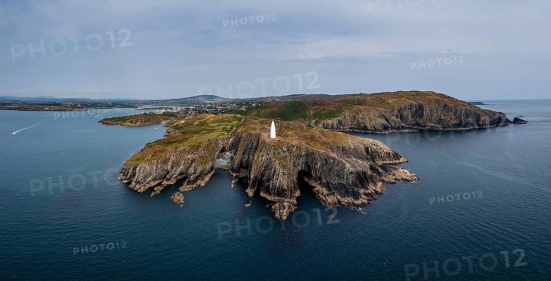 Panorama landscape view of the Baltimore Beacon and entrance to Baltimore Harbor in West Cork