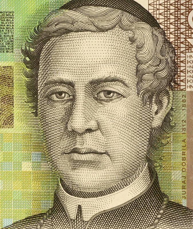 Juraj Dobrila (1812-1882) on 10 Kuna 2001 banknote from Croatia. Bishop and benefactor from Istria who advocated for greater national rights for Croats under Italian rule