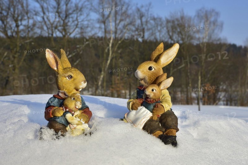 Easter bunny meets snowman, Easter bunny meets snowman