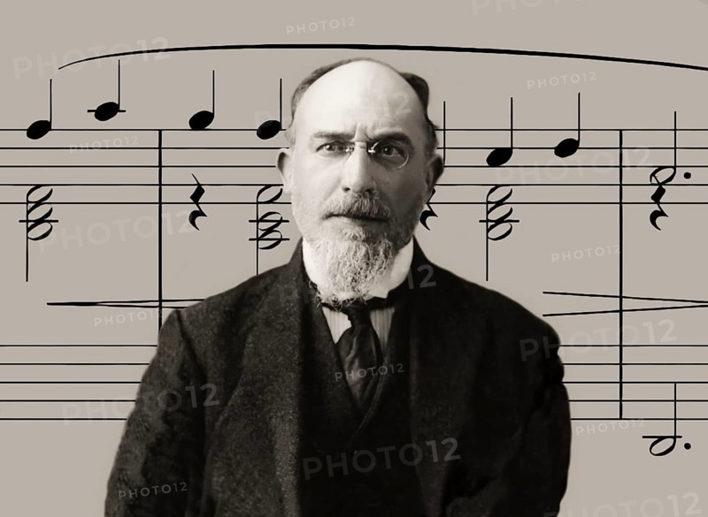 Erik Satie, 1866 – 1925, a French composer and pianist, notesheet for Gymnopédie No. 1, digitally edited, 1909