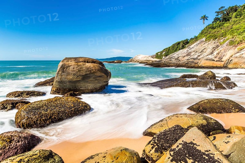 Beach in Balneario Camboriu, Santa Catarina, Brazil. Estaleirinho Beach