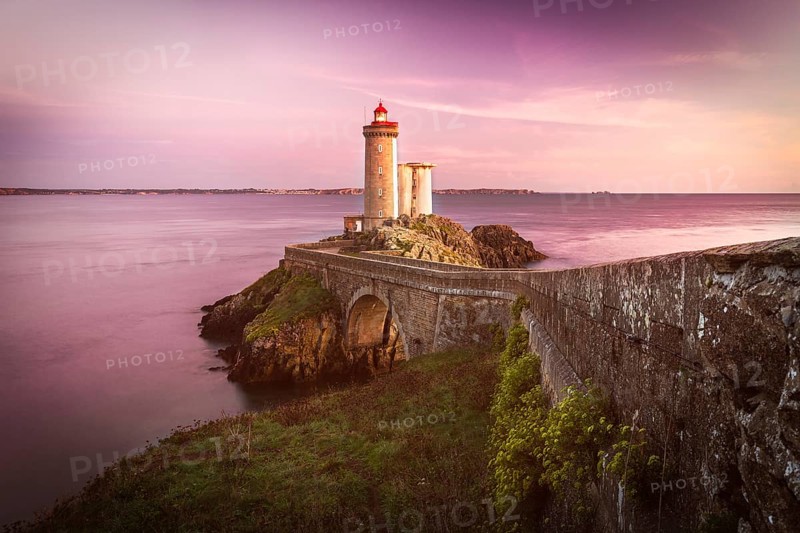 Lighthouse Phare du Petit Minou at sunset, Brittany, France, Europe