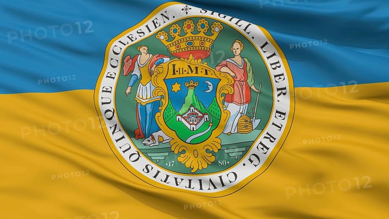 Hun Pecs City Flag, Country Hungary, Closeup View