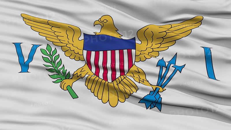 Closeup United States Virgin Islands Flag, Waving in the Wind, High Resolution