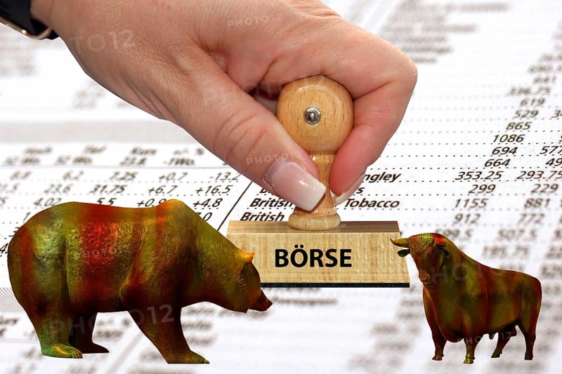 Bull and bear, symbolic figures of the stock market, Studio