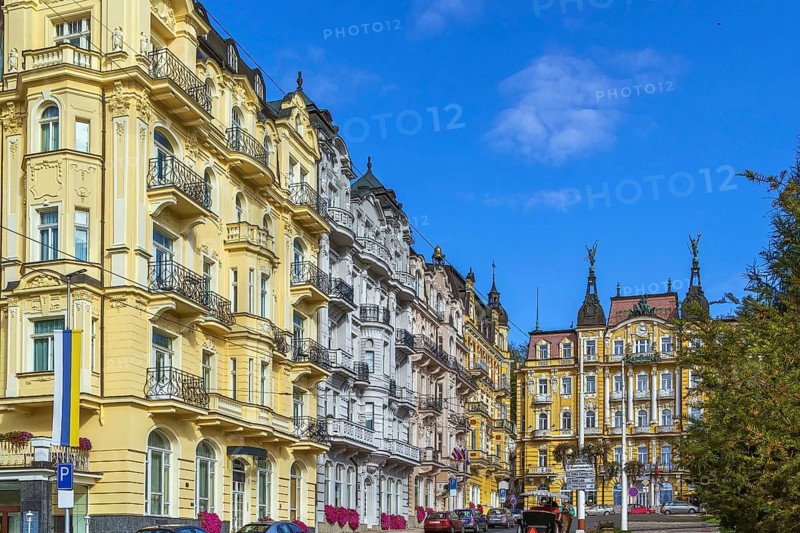 Street in Marianske Lazne city center, Czech republic