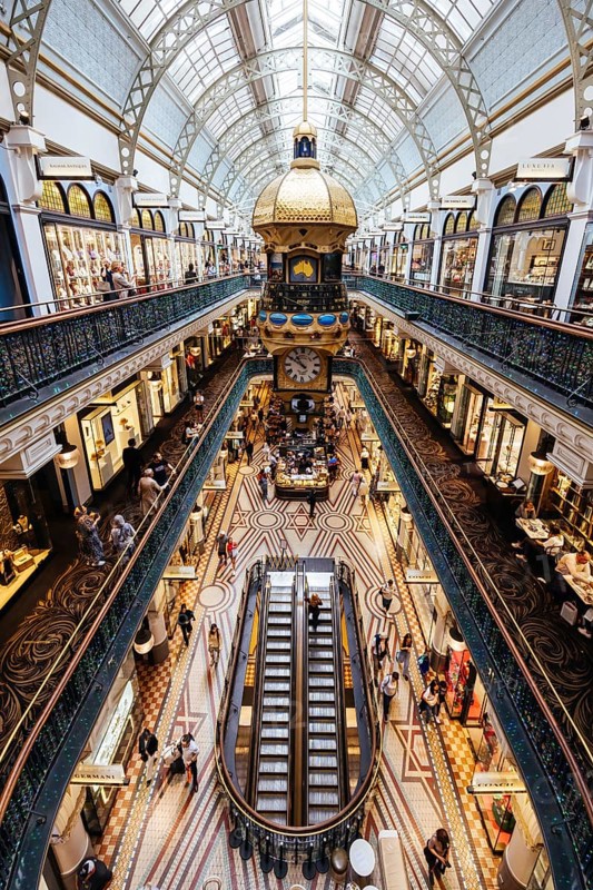 SYDNEY, AUSTRALIA, DECEMBER 04 2023: The beautiful heritage interior of Queen Vic Building at Christmas time on George St in, Sydney, New South Wales, Australia, Oceania