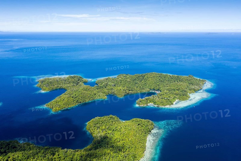 Aerial view of Janggelo Island, Raja Ampat, West Papua, Indonesia, Asia