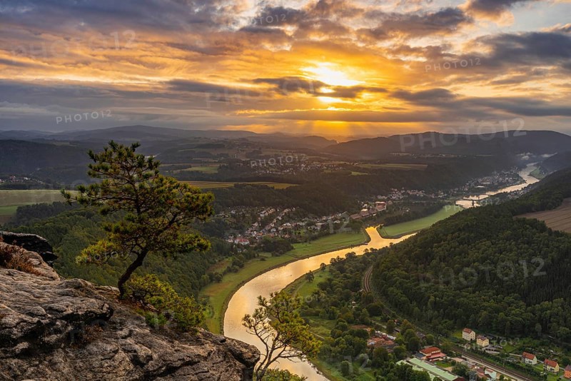 Beautiful sunrise in Saxon Switzerland