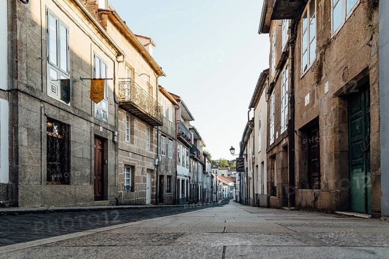 Santiago de Compostela, Spain, July 18, 2020: Street in historical centre of Santiago de Compostela, Europe