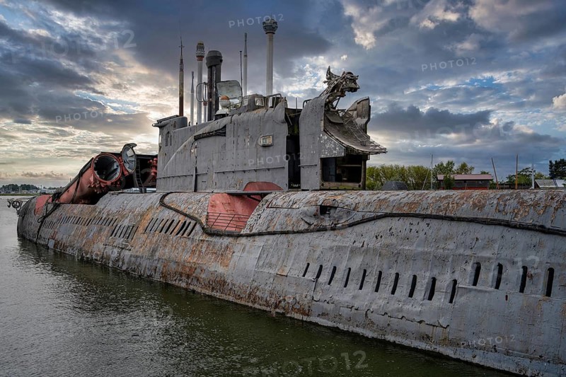 A view of an old submarine in Peenemünde on the Baltic Sea on the island of Usedom