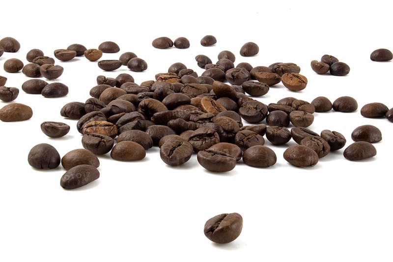 Coffee beans isolated on white background close up