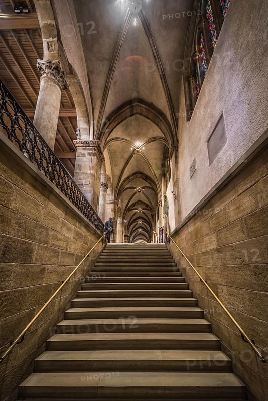 Echternach, The Grand Duchy of Luxembourg, 04 14 2019, The arches, ceiling and interior design of the Echternach Abbey