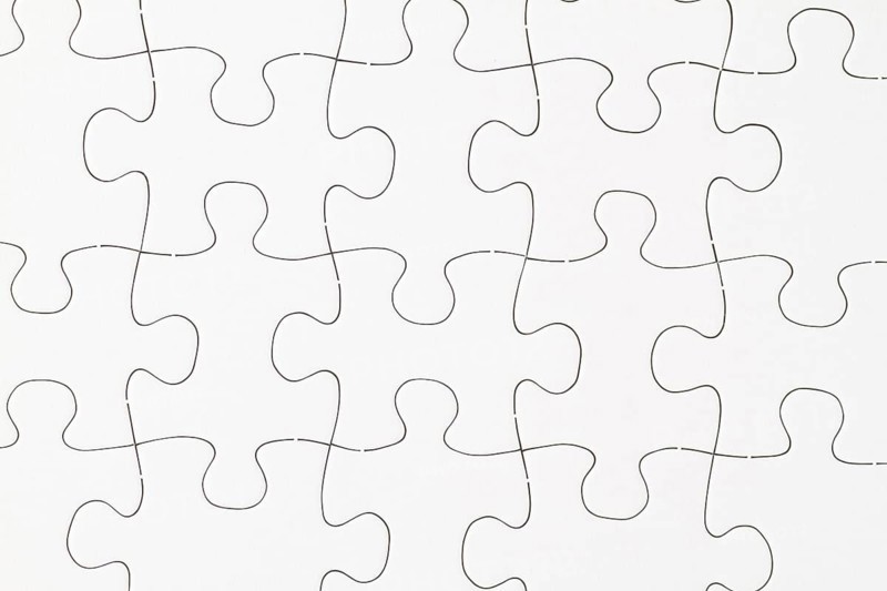 Blank puzzle pieces in detail