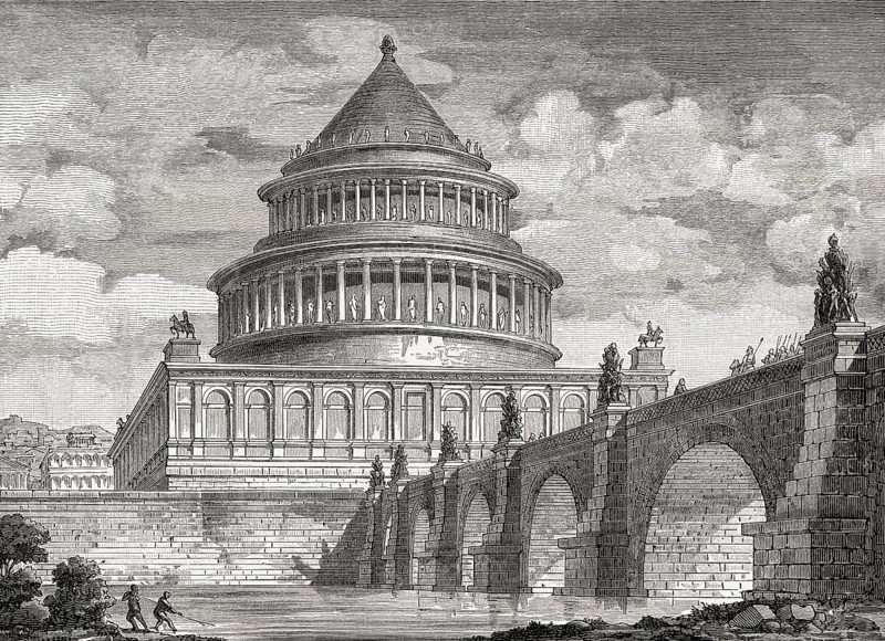 Reconstruction of the Mausoleum of Hadrian, ancient Rome