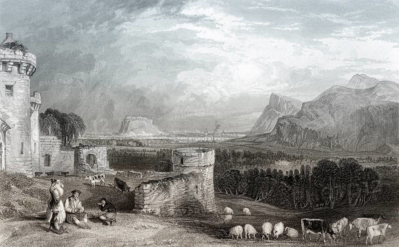 City-scape of Edinburgh from Craigmillar Castle, Scotland, Great Britain
