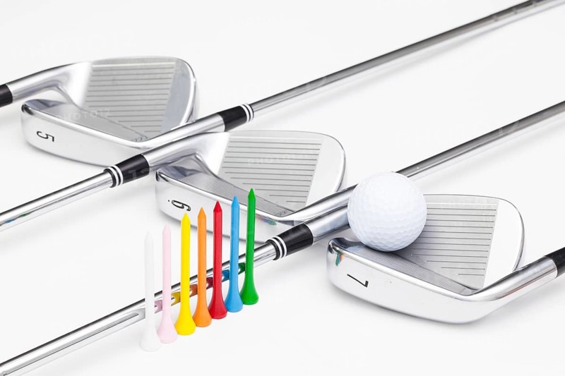 Titanium golf clubs on the white background