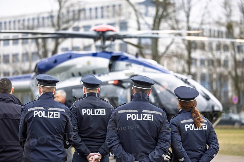 New H145 police helicopter from Airbus Helicopters taken over by the Saxony police helicopter squadron for the qualification and further training of flying and technical personnel Dresden, Saxony, Germany, Europe