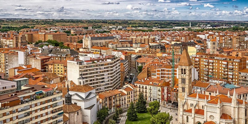 Panoramic View from Valladolid Cathedral, Valladolid, Castile and Leon, Spain, Europe