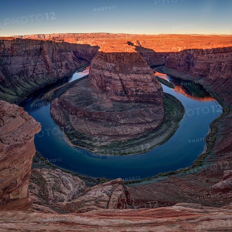 Horseshoe-shaped incised meander of the Colorado River located near the town of Page, Arizona, United States, North America