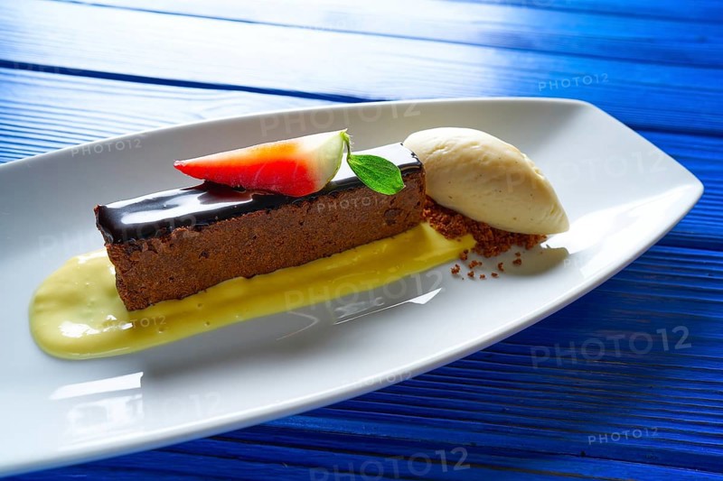 Chocolate brownie with vanilla ice-cream ice cream dessert