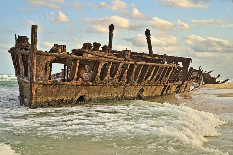 S.S. Maheno ship wreck on Frazer Island. It got destroyed due to a cyclone