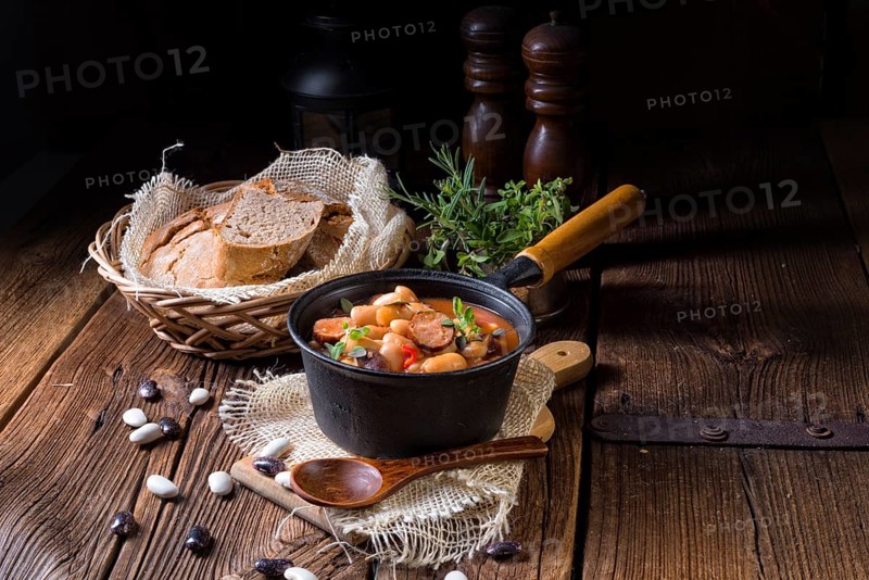 Polish baked beans with sausage