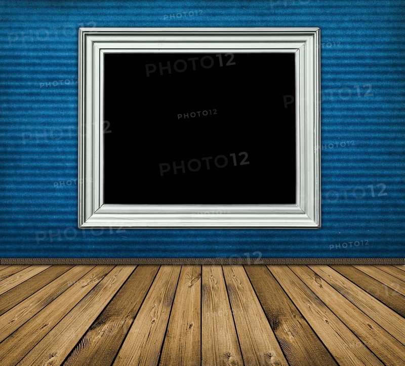 Vintage blue interior with wooden floor