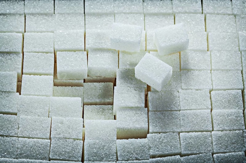 White sweet sugar cubes food concept