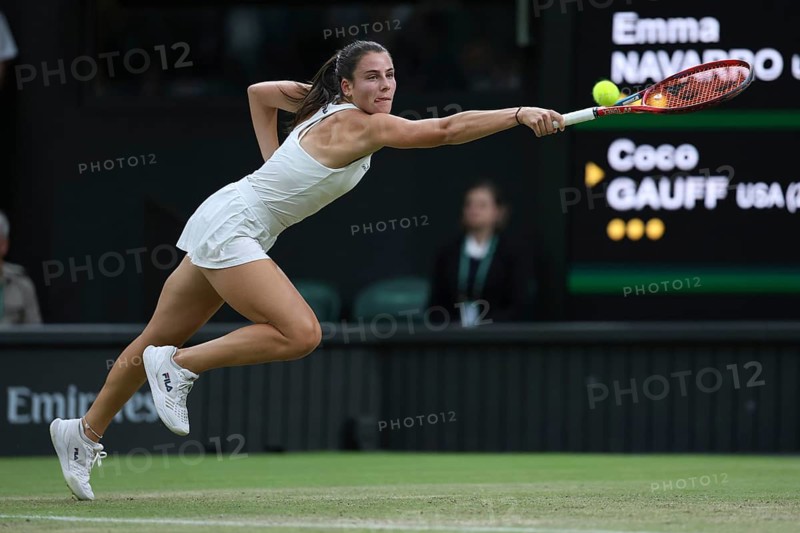 US tennis player Emma Navarro in action at the 2024 Wimbledon Championships, London, England, United Kingdom, Europe