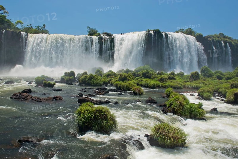 Part of the iguazu falls, seen from the brazilian side, one of the world's seven natural wonders