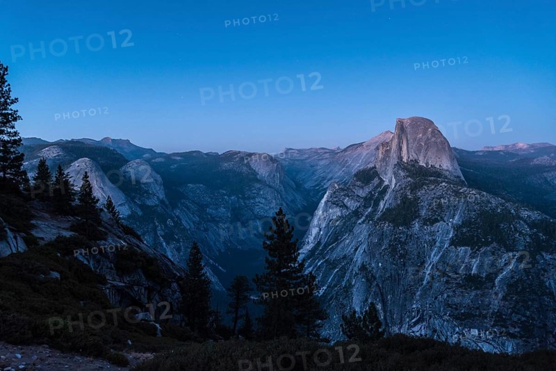 Scenic night sky above the famous Half Dome mountain, Yosemite NP, USA, North America
