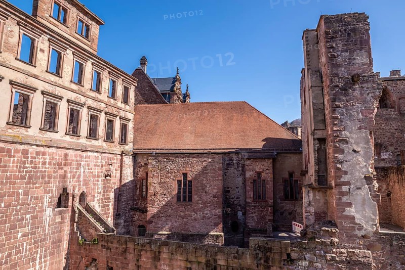 The famous Castle of Heidelberg in Springtime is a popular tourist destination and is an old building well worth seeing. The famous Castle of Heidelberg in Springtime. A really old stone building