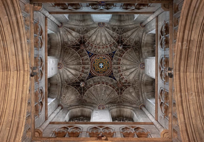 Canterbury, Cathedral, view into the crossing tower with fan vaults