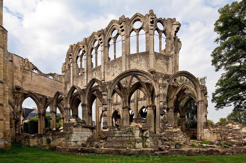Cistercian abbey mid 13th century, church ruins, choir from south-east, St., Sankt, Saint