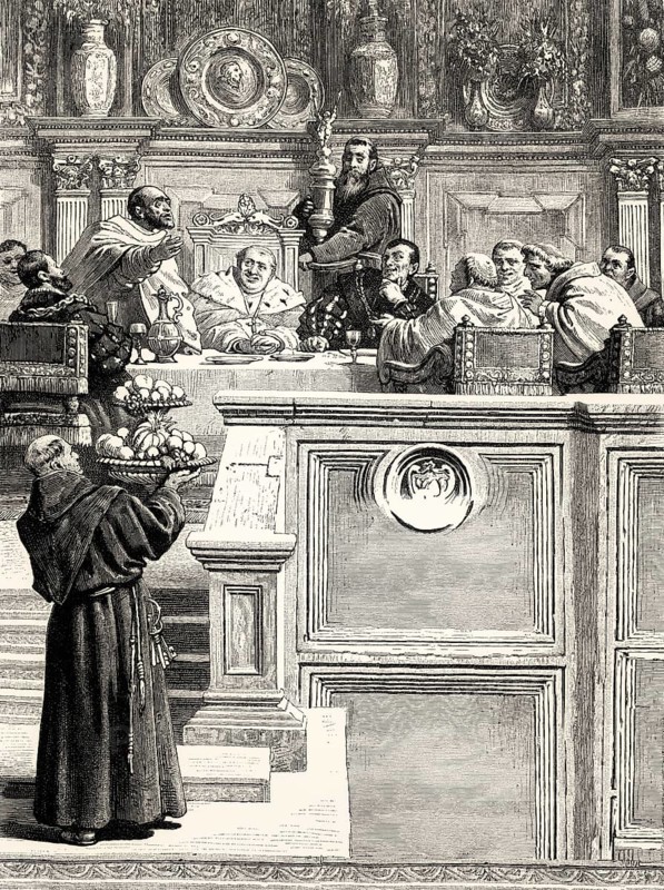 SCENE IV., Götz von Berlichingen by Johann Wolfgang von Goethe, Bamberg Palace, the Bishop, the Abbot of Fulda, Olearius, Liebtraut and Courtiers