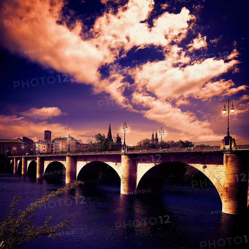 The Way of Saint James in Logrono bridge Ebro river at Spain
