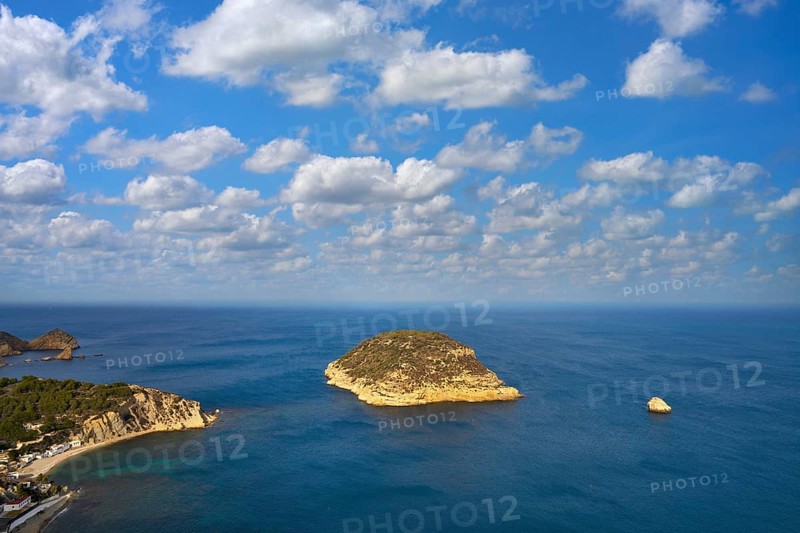 Javea Xabia Mediterranean sea aerial from La Falzia point in Alicante Spain