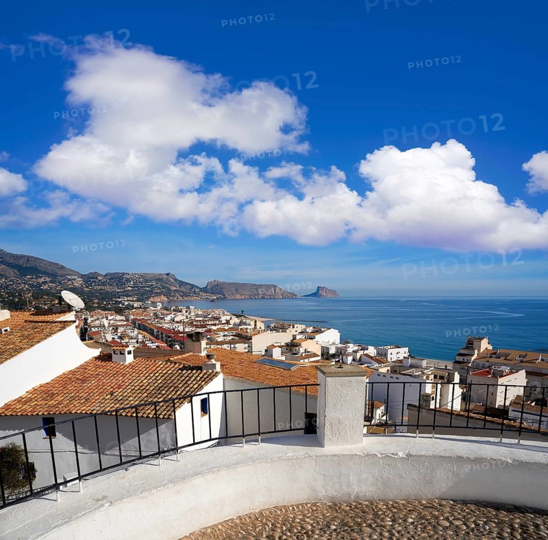 Altea white village skyline in Alicante at Mediterranean Spain