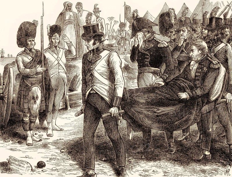 Death of General Abercromby, Battle of Alexandria, 21 March 1801, French campaign in Egypt and Syria, From British Battles on Land and Sea, by James Grant