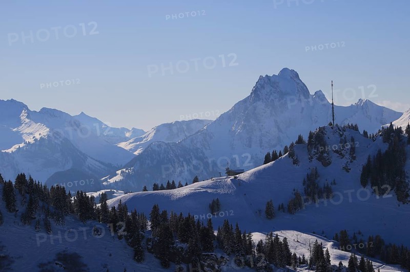 View from the Saanersloch ski area, Switzerland, Europe