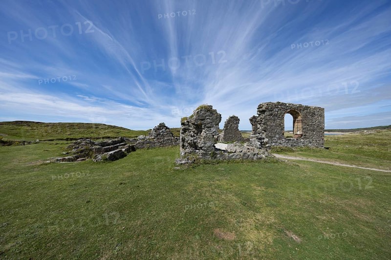 Ruins of the ruined St Dwynwen Church, Llanddwynn Island, Newborough, Anglesey, Wales, Great Britain