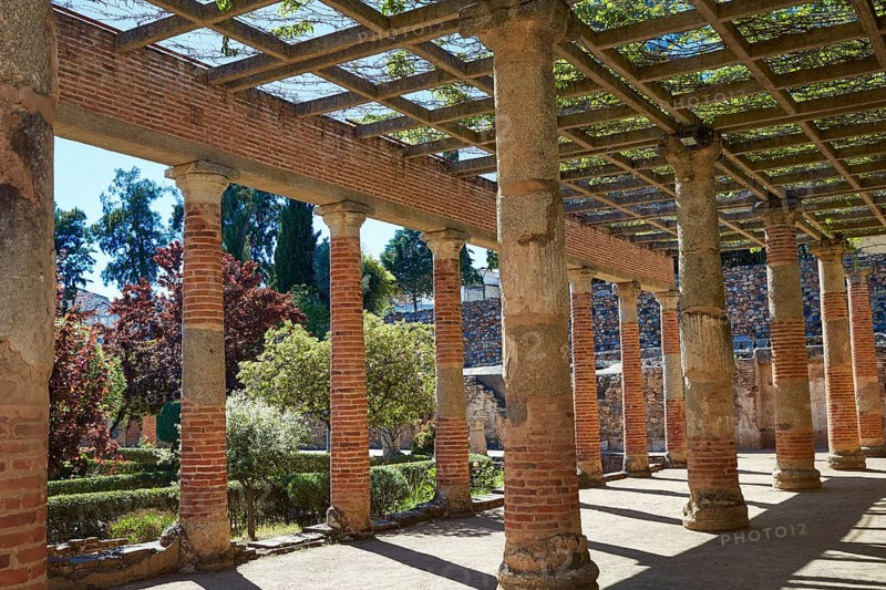 Merida in Badajoz Roman amphitheater at Spain by via de la Plata way