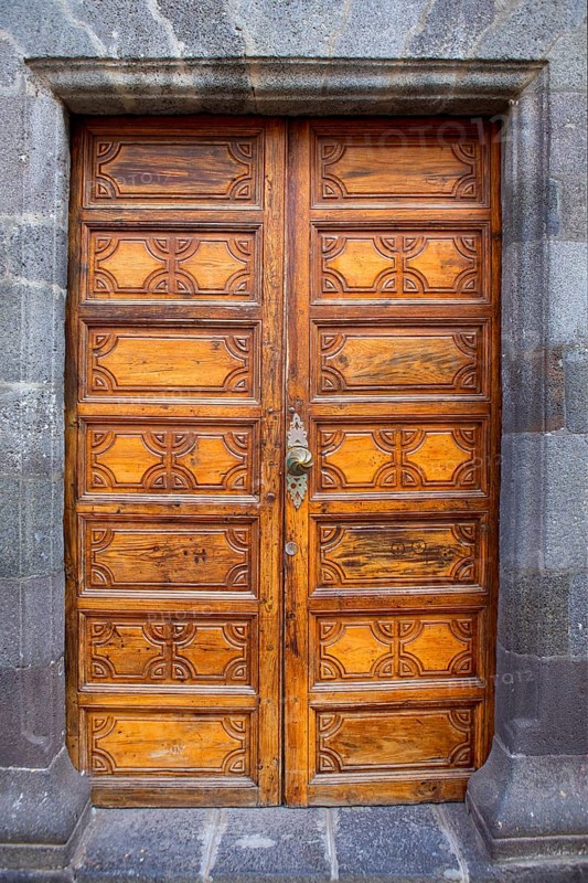 Ancient wooden door Santa Cruz de La Palma in Canary islands