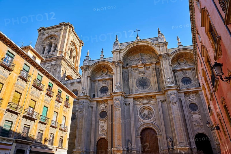 Granada Cathedral facade in Spain Andalusia at Pasiegas square