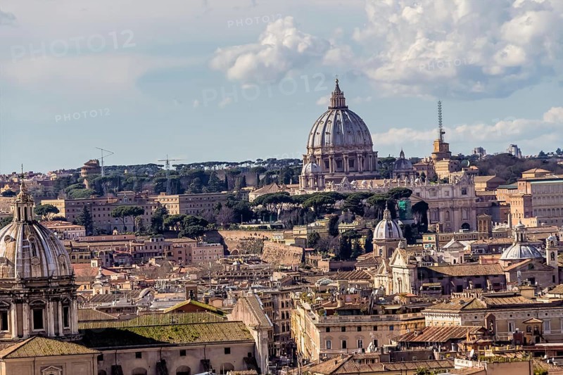 Italy, Rome with St Peter's Basilica. Seen from the Vittorio Emanuele II monument Austria, Europe