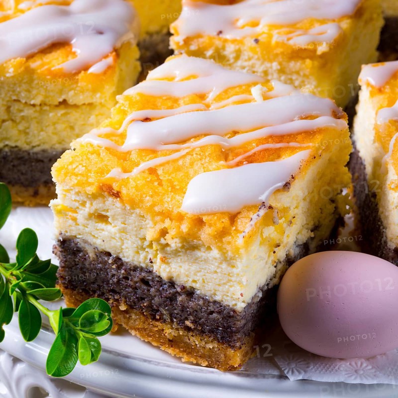Delicious Easter poppy seed cake with white icing