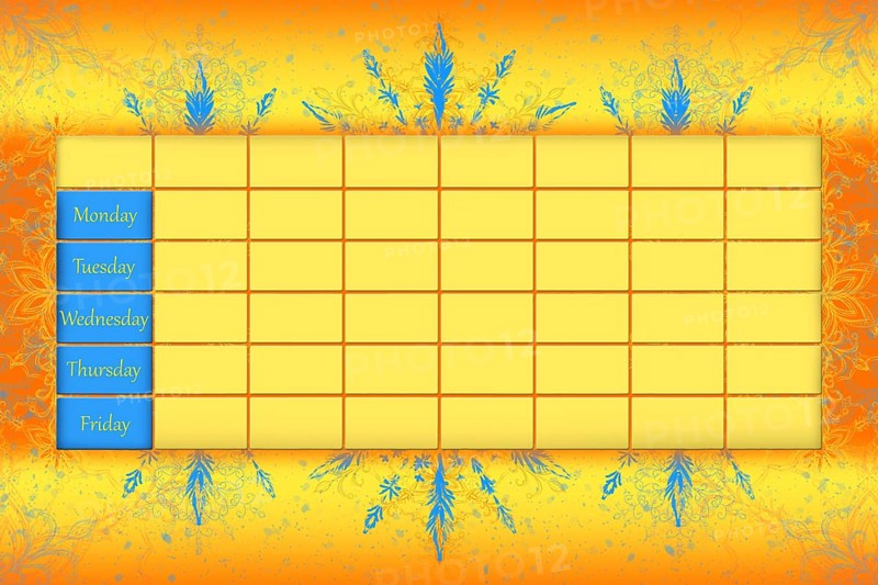 School Timetable Schedule With Colorfull Background 3D illustration