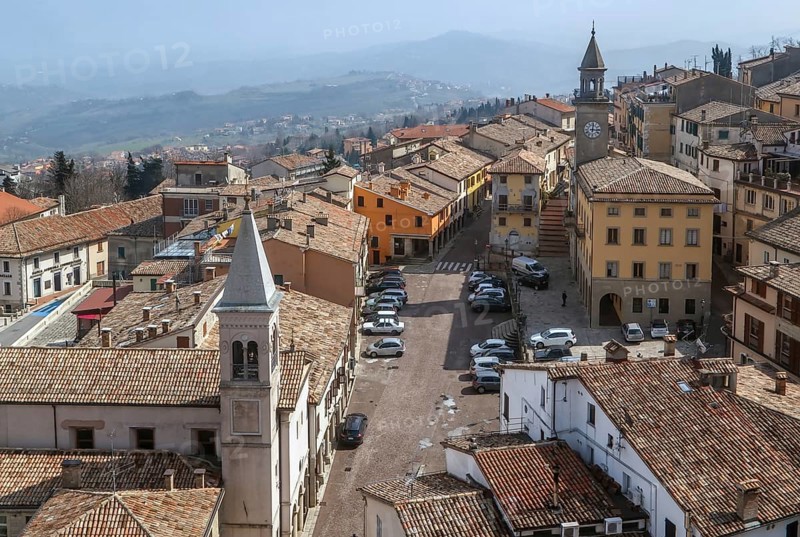 View of San Marino city with piazza Grande from above
